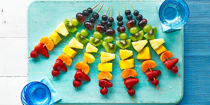 Rainbow fruit skewers