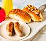 Air fryer sausages Air fryer sausages served in hot dog buns