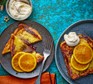 Two servings of chocolate-orange French toast