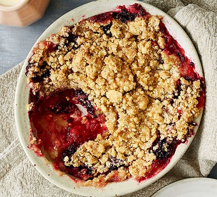 An apple and blackberry crumble