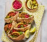 20 lunch ideas for adults Falafel pitta wraps with pickled onions and cucumber on the side