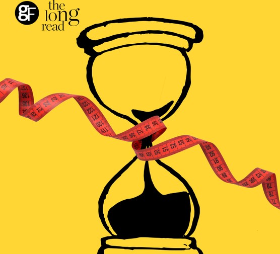 Eat slowly for weight loss Illustration of egg timer with a tape measure