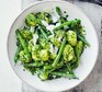 Green bean parsley pesto gnocchi Green bean parsley pesto gnocchi served in a bowl