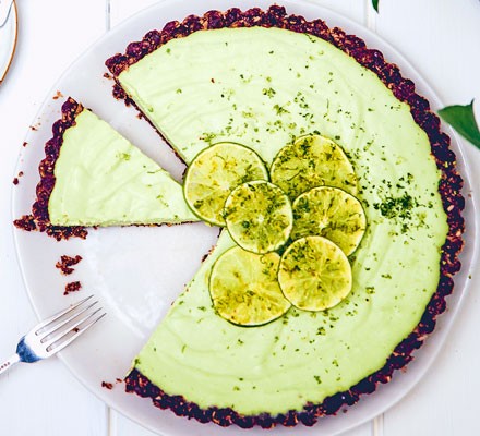 Gluten-free and dairy-free dessert recipes Vegan key lime pie with a slice taken