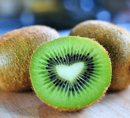 A kiwi cut in half