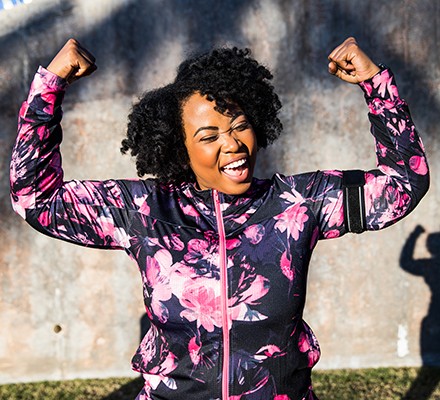 How to lose body fat Woman happy after workout