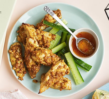Nutty chicken satay strips