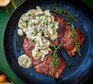 One-pan sirloin steak & creamy mushroom sauce A serving of sirloin steak & creamy mushroom sauce