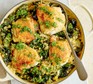 One-pot-garlicky-chicken-thighs-and-giant-cous-cous A dish serving one-pot garlicky chicken thighs & giant cous cous