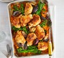 Piri-piri chicken with smashed sweet potatoes & broccoli served in a casserole dish
