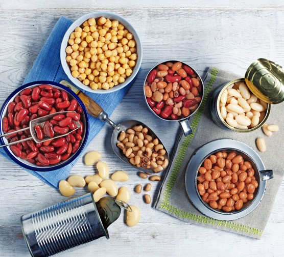 Lots of different bowls of beans