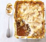 No-fuss shepherd's pie Shepherd's pie with portion taken out and serving spoon