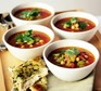 Moroccan chickpea soup Moroccan chickpea soup in four bowls with naan bread