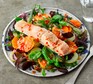 Marathon week meal plan – Wednesday Salad topped with a salmon fillet