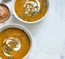 Spiced lentil & butternut squash soup Spiced lentil & butternut squash soup served in bowls