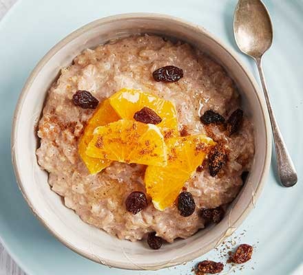 Healthy spiced rice pudding served in a bowl