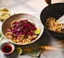 Tahini noodles with red cabbage & Sichuan peppercorn slaw A serving of tahini noodles with red cabbage & Sichuan peppercorn slaw