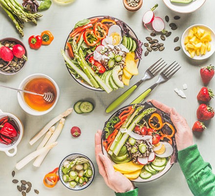 Delicious salad Buddha bowls in